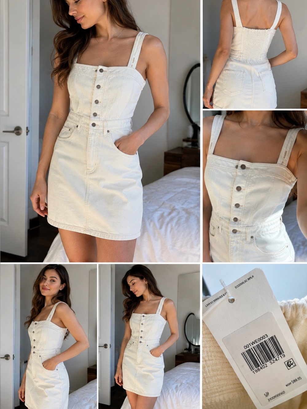 Levi's Ivory Denim Button-Front Dress